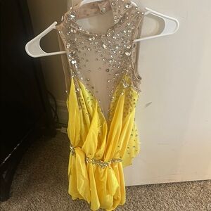 Yellow Rhinestone Embellished Dress